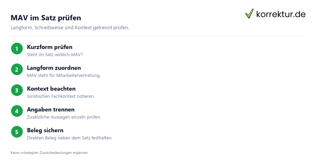 MAV im Satz prüfen Was bedeutet die Abkürzung MAV? MAV richtig im Satz prüfen