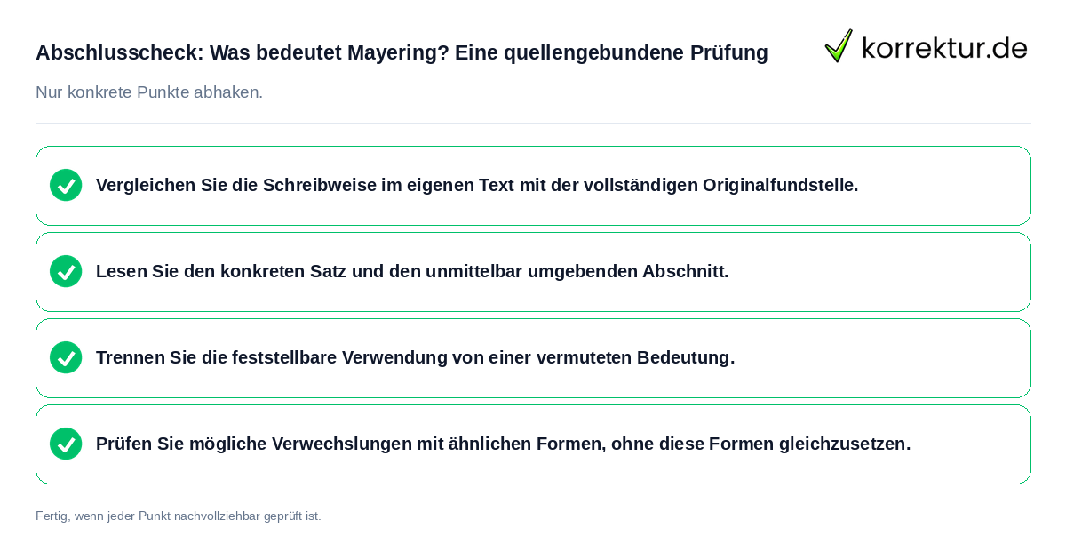 Abschlusscheck: Was bedeutet Mayering? Eine quellengebundene Prüfung Konkreter Abschlusscheck zu Was bedeutet Mayering? Eine quellengebundene Prüfung
