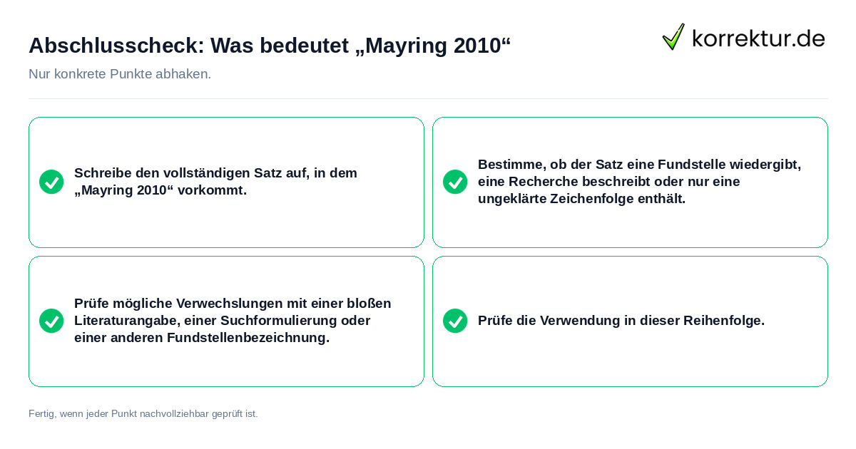 Konkreter Abschlusscheck zu Was bedeutet „Mayring 2010“