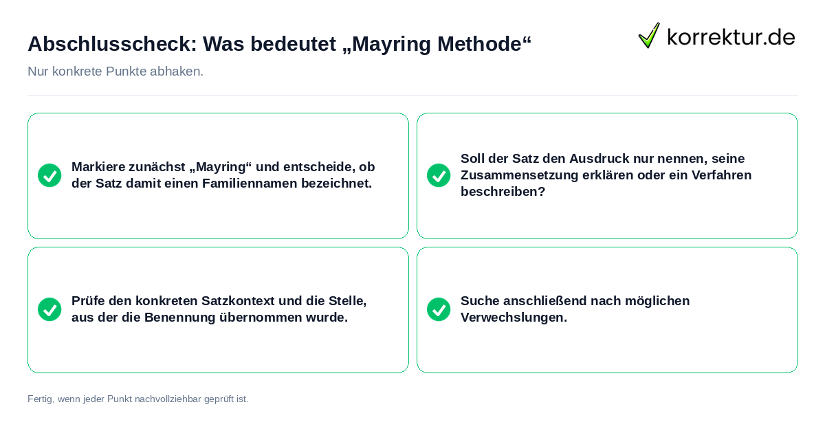 Konkreter Abschlusscheck zu Was bedeutet „Mayring Methode“