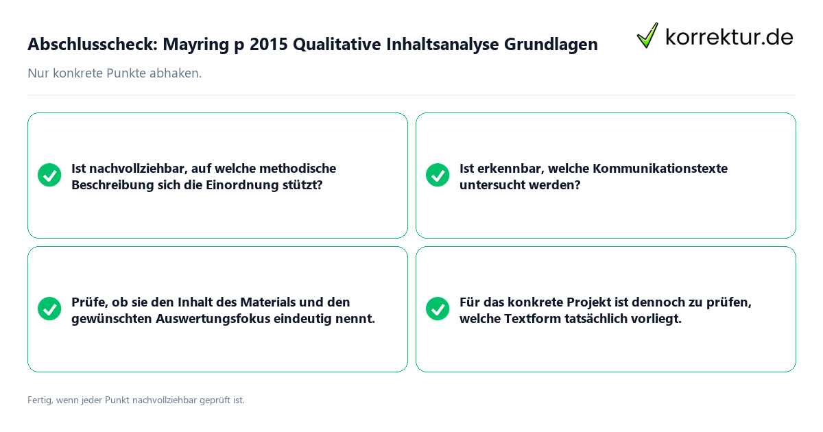Konkreter Abschlusscheck zu Mayring p 2015 Qualitative Inhaltsanalyse Grundlagen