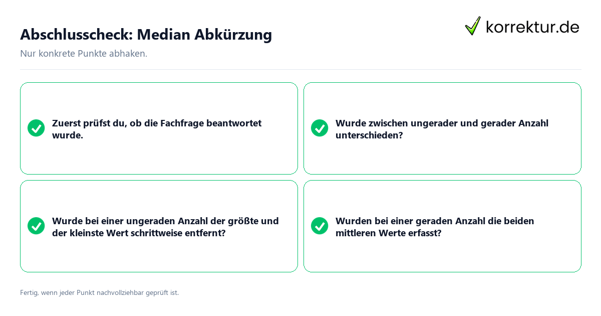 Abschlusscheck: Median Abkürzung Konkreter Abschlusscheck zu Median Abkürzung