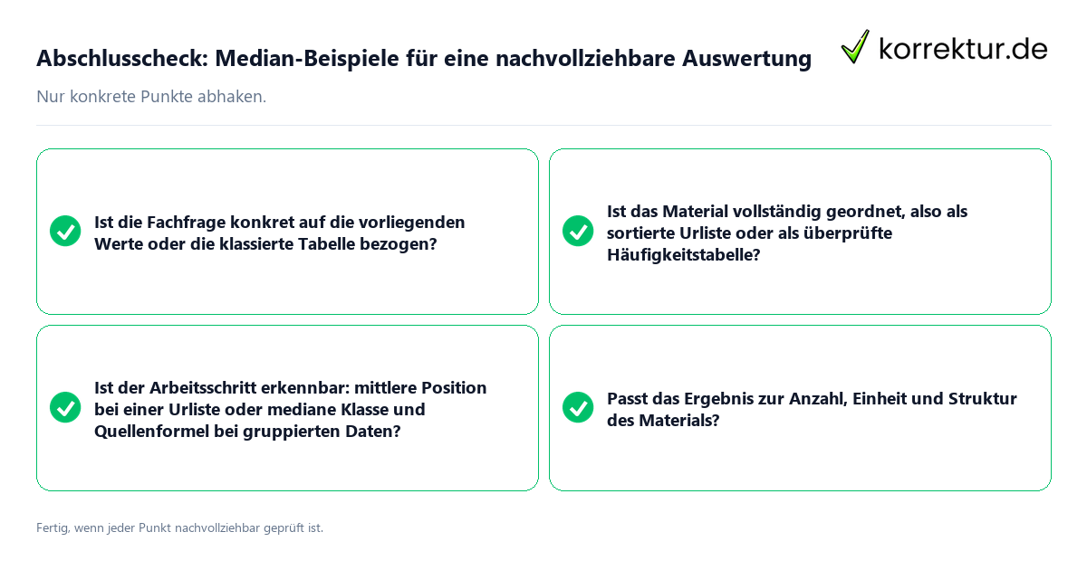 Konkreter Abschlusscheck zu Median-Beispiele für eine nachvollziehbare Auswertung
