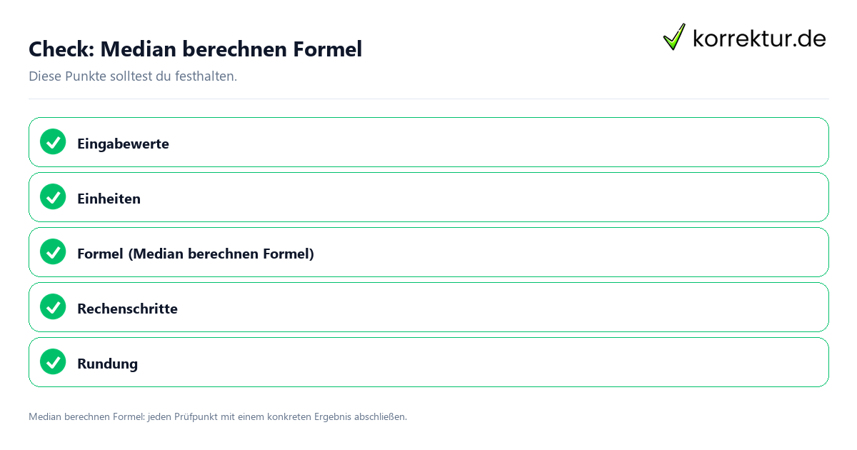 Check: Median berechnen Formel Median berechnen Formel mit einer themenspezifischen Checkliste