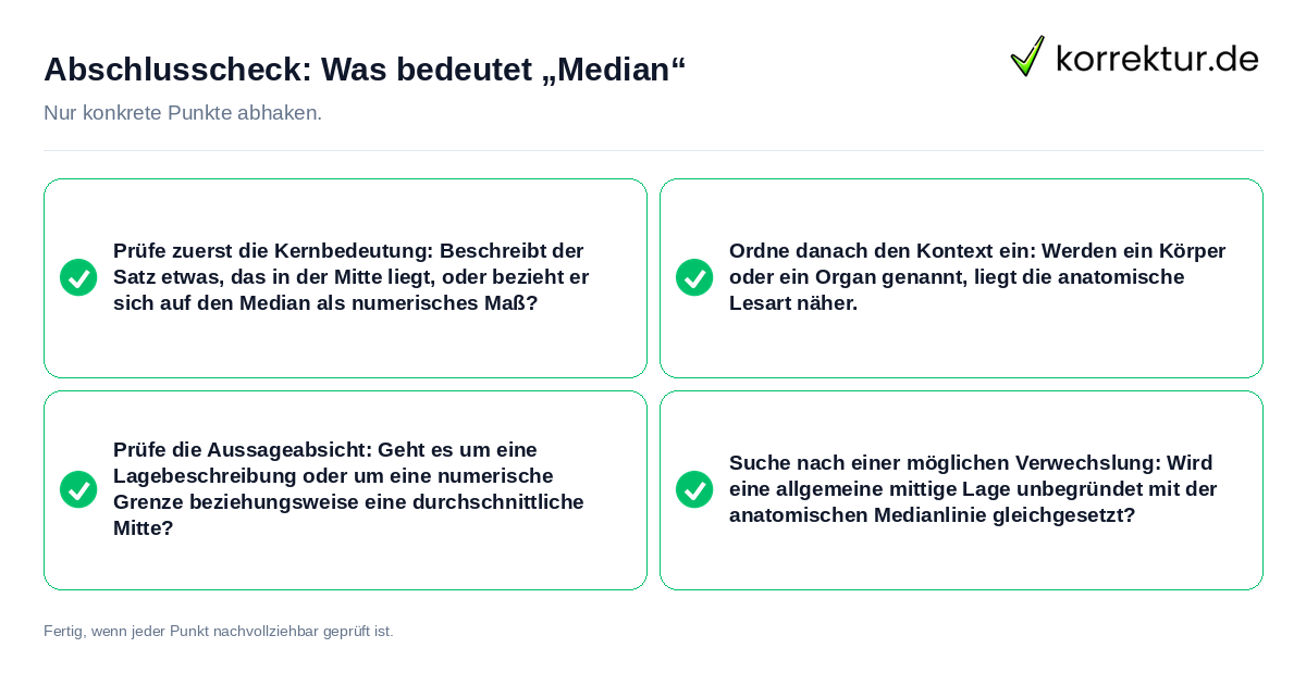Konkreter Abschlusscheck zu Was bedeutet „Median“