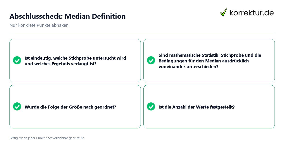 Konkreter Abschlusscheck zu Median Definition