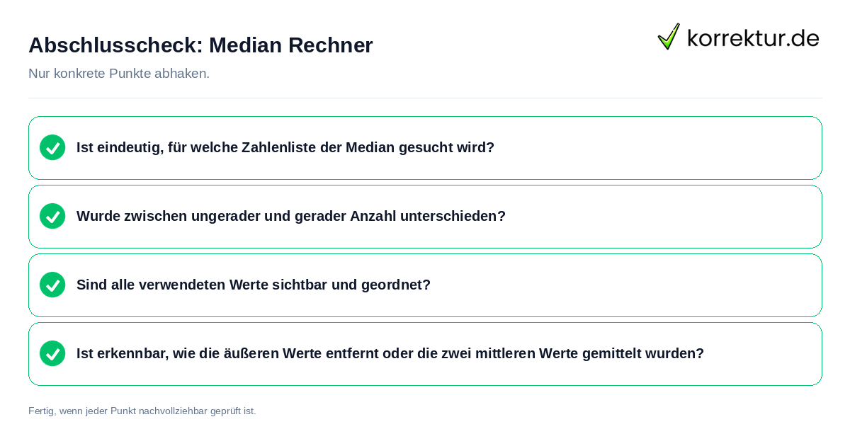 Konkreter Abschlusscheck zu Median Rechner