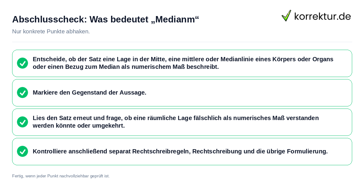 Konkreter Abschlusscheck zu Was bedeutet „Medianm“