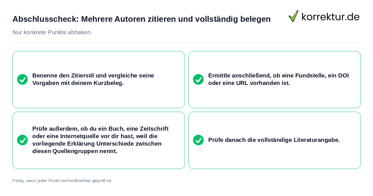 Konkreter Abschlusscheck zu Mehrere Autoren zitieren und vollständig belegen