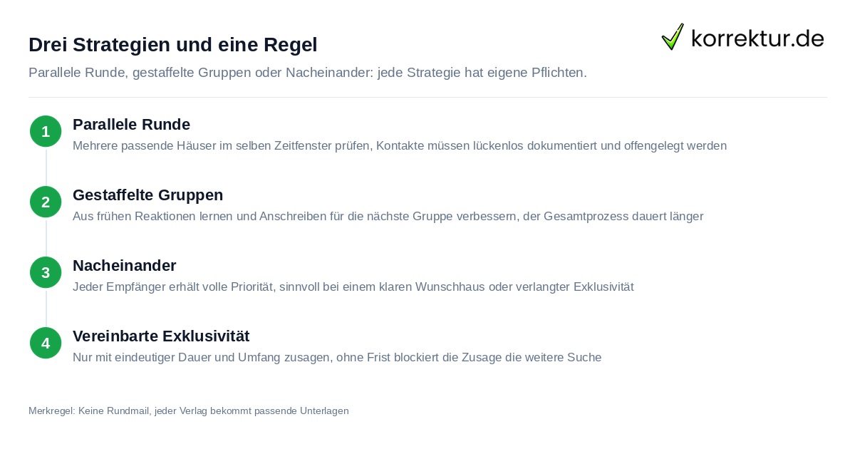Verlage gleichzeitig oder nacheinander anschreiben: drei Strategien im Vergleich