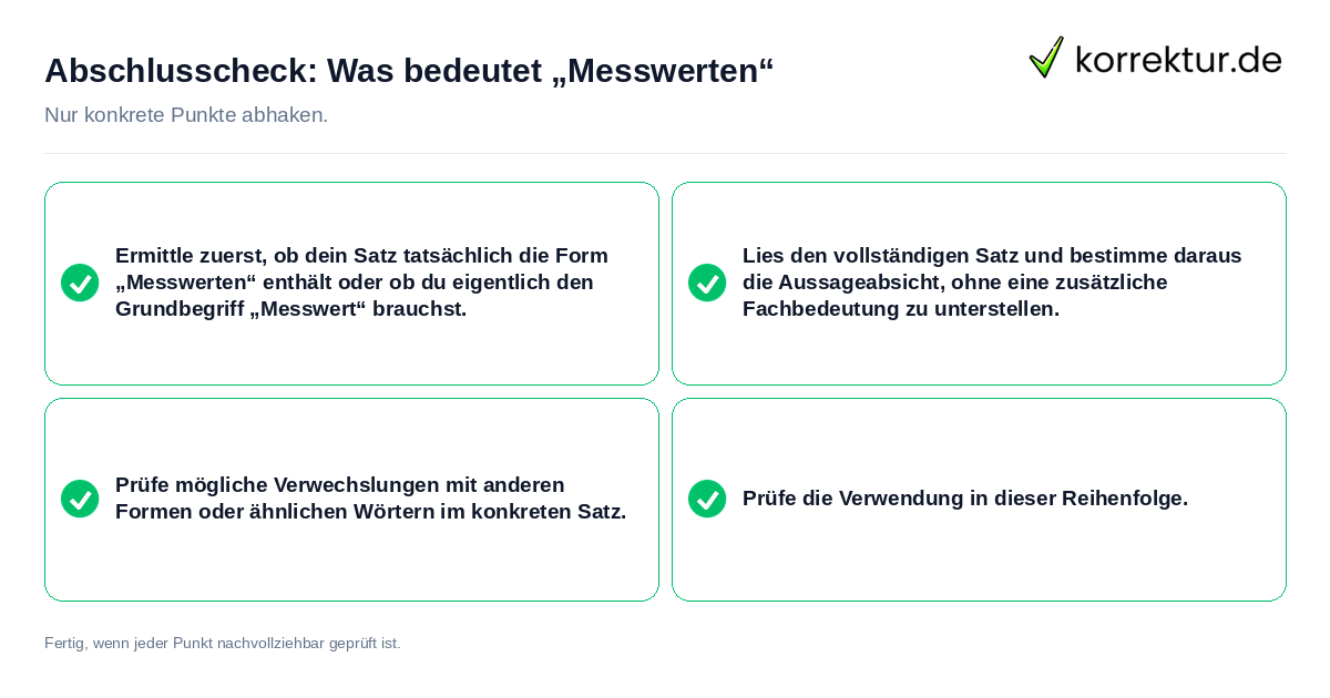 Konkreter Abschlusscheck zu Was bedeutet „Messwerten“