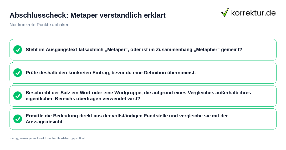 Konkreter Abschlusscheck zu Metaper verständlich erklärt
