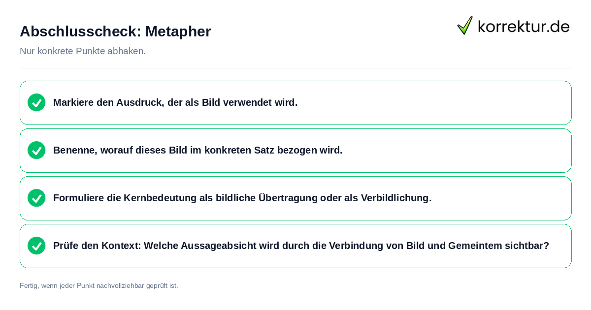 Konkreter Abschlusscheck zu Metapher
