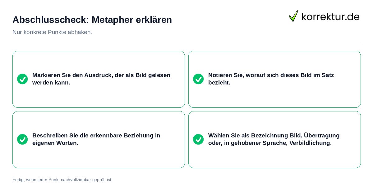 Konkreter Abschlusscheck zu Metapher erklären