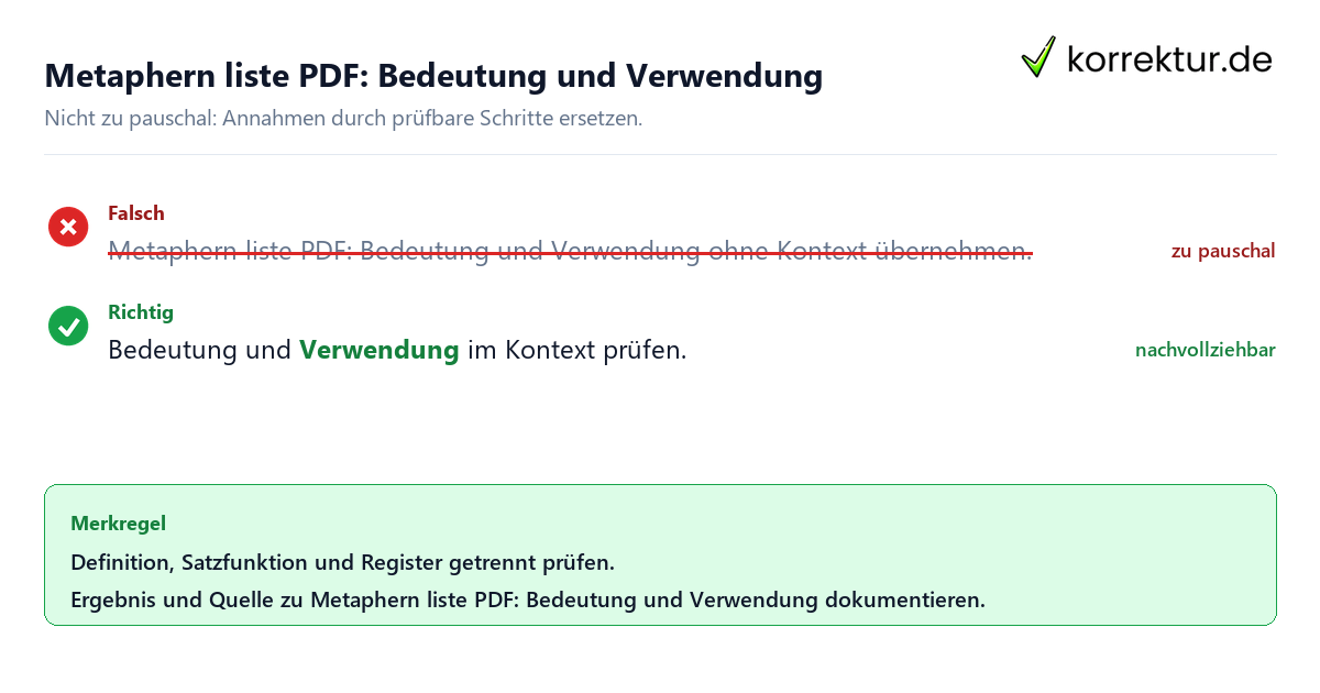 Ungeeignete und belastbare Vorgehensweise bei Metaphern liste PDF: Bedeutung und Verwendung