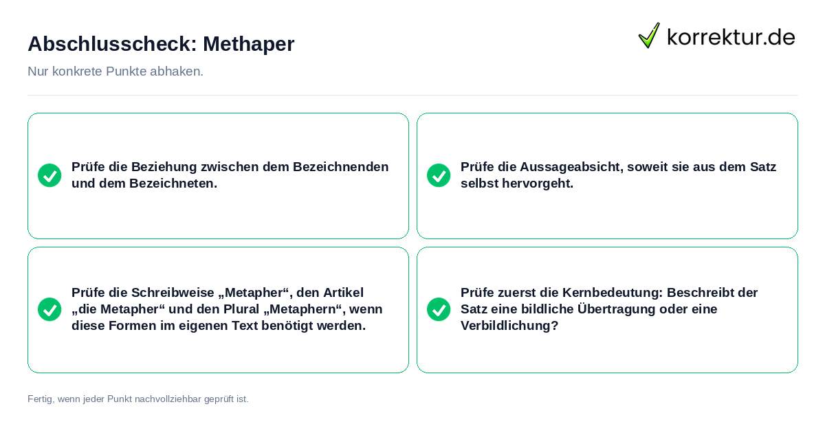 Konkreter Abschlusscheck zu Methaper