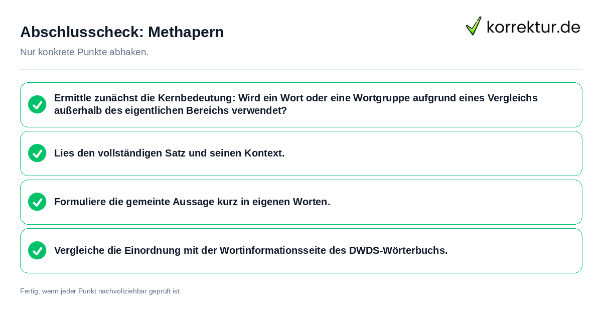 Konkreter Abschlusscheck zu Methapern