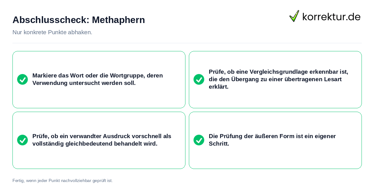 Konkreter Abschlusscheck zu Methaphern