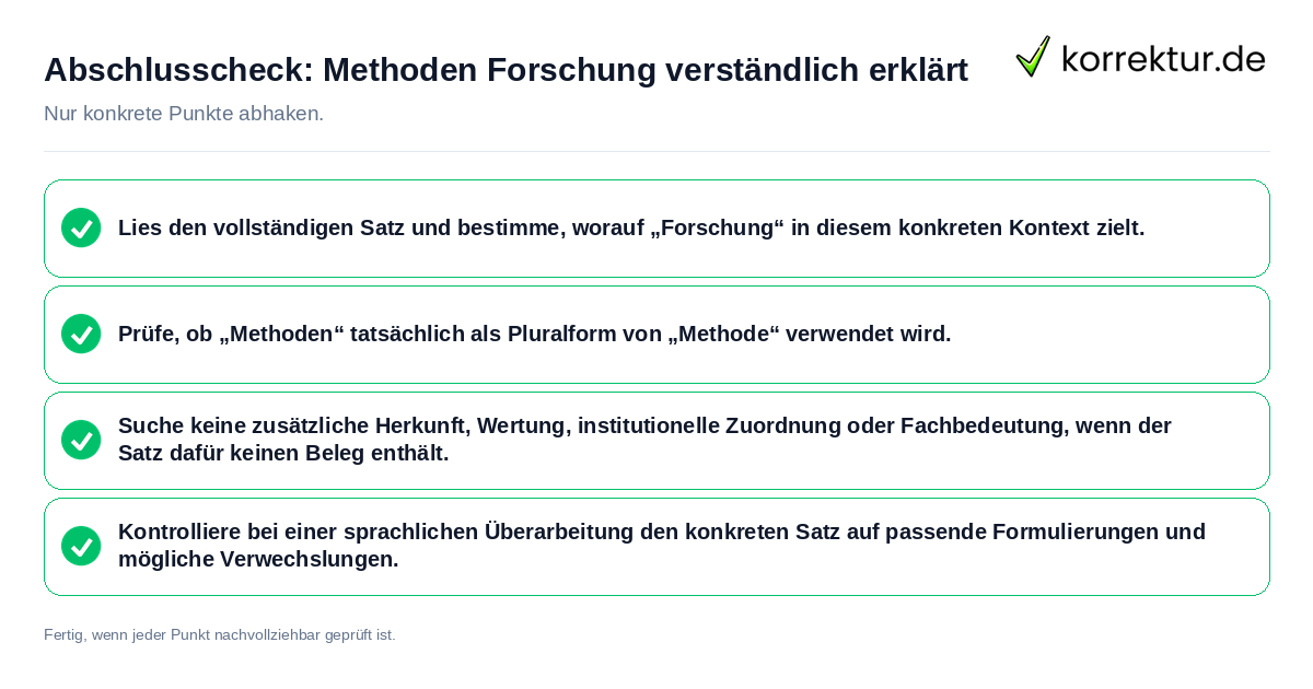 Konkreter Abschlusscheck zu Methoden Forschung verständlich erklärt