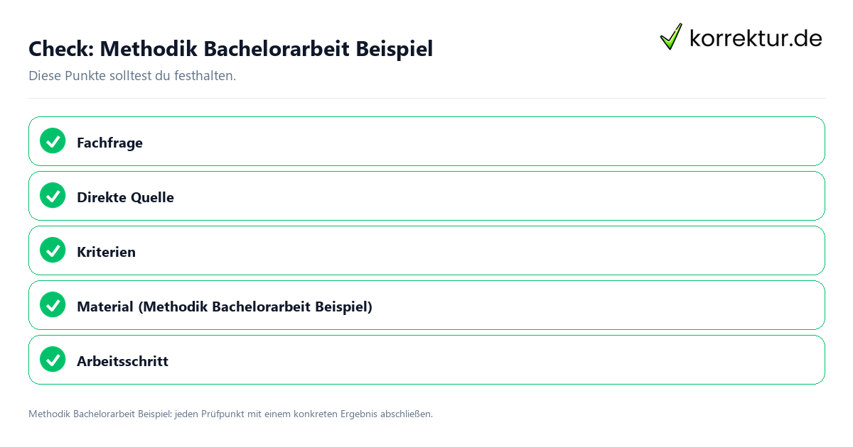 Methodik Bachelorarbeit Beispiel mit einer themenspezifischen Checkliste