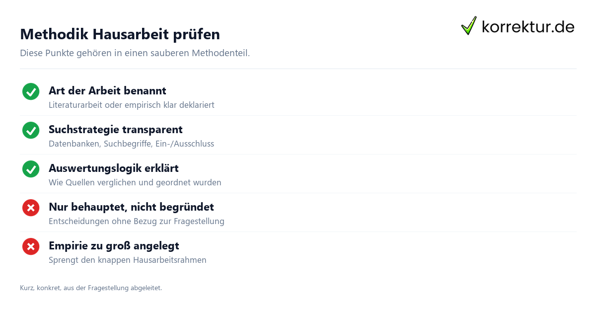 Methodik Hausarbeit: Checkliste für den Methodenteil