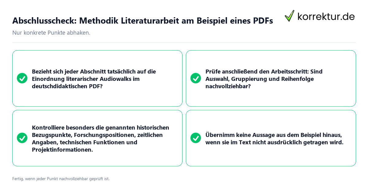Abschlusscheck: Methodik Literaturarbeit am Beispiel eines PDFs Konkreter Abschlusscheck zu Methodik Literaturarbeit am Beispiel eines PDFs