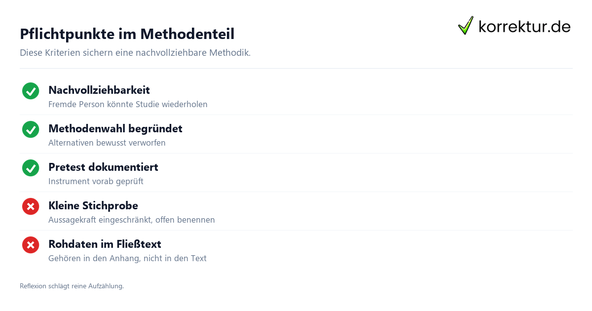 Pflichtpunkte im Methodenteil Methodik Masterarbeit: Checkliste für den Methodenteil