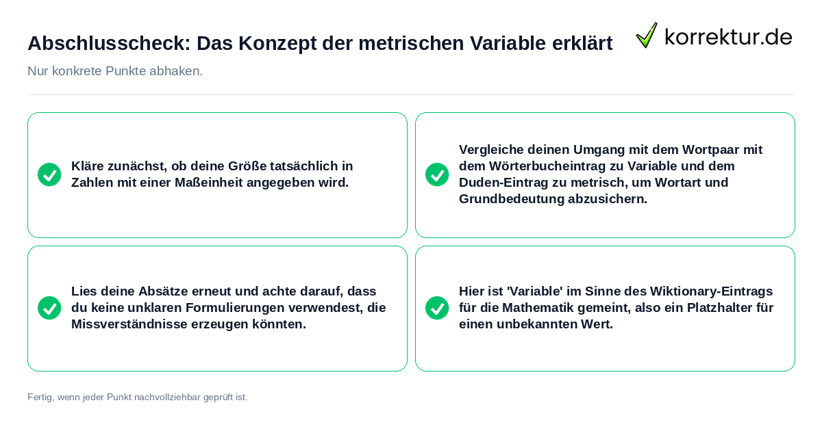 Konkreter Abschlusscheck zu Das Konzept der metrischen Variable erklärt