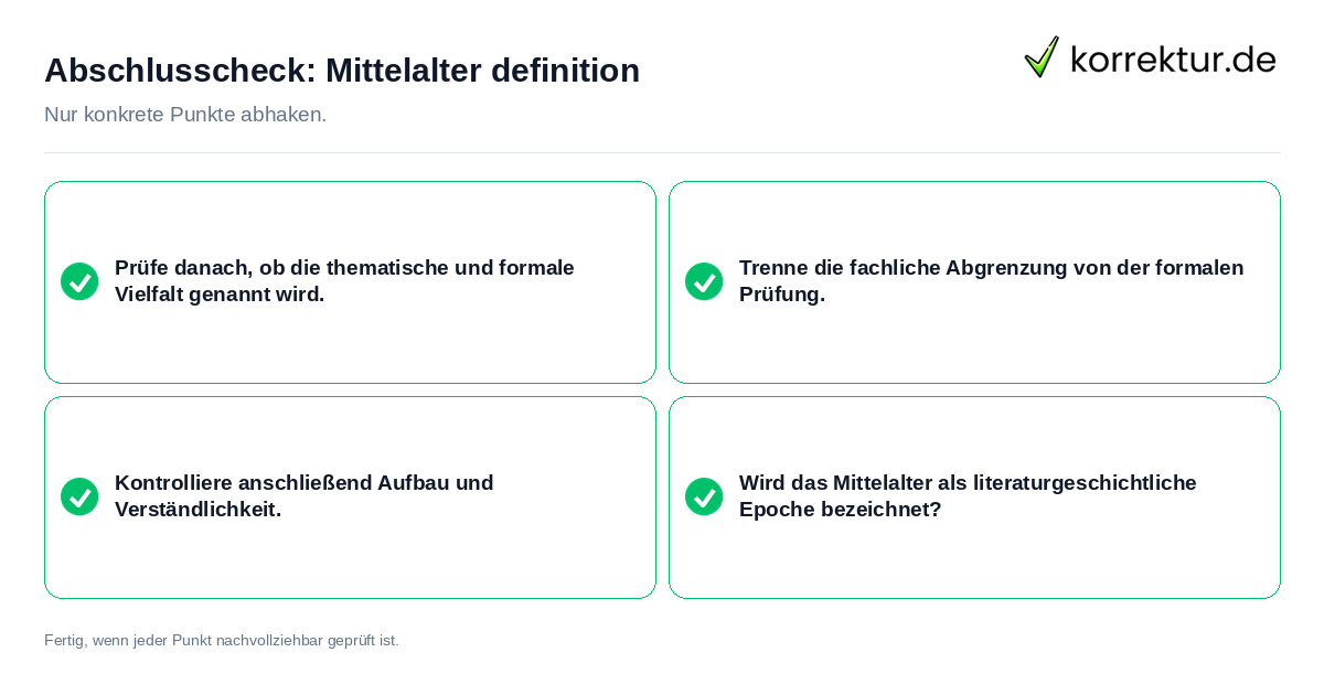 Konkreter Abschlusscheck zu Mittelalter definition