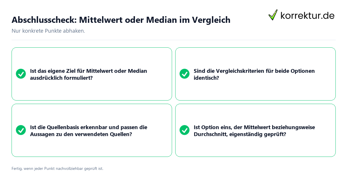 Konkreter Abschlusscheck zu Mittelwert oder Median im Vergleich