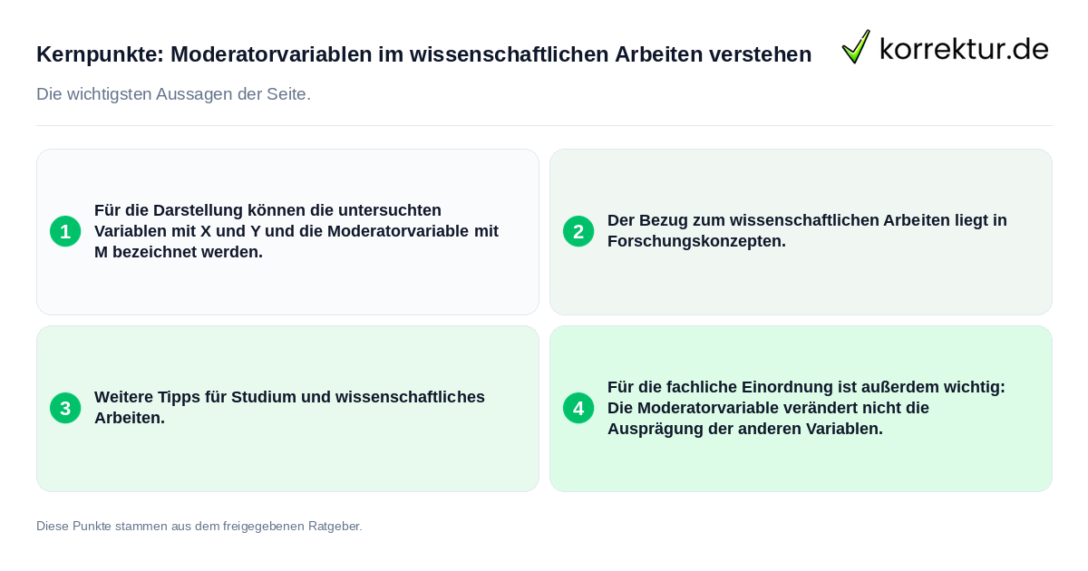 Konkrete Kernpunkte zu Moderatorvariablen im wissenschaftlichen Arbeiten verstehen