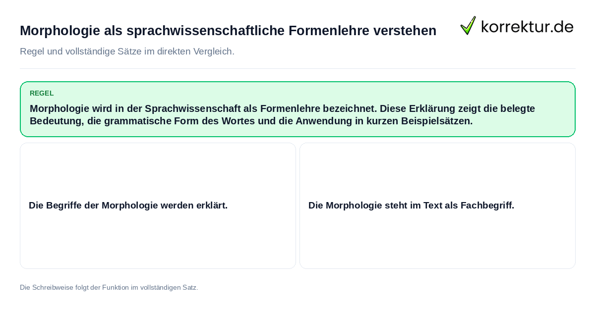 Konkrete Regel und vollständige Beispielsätze zu Morphologie als sprachwissenschaftliche