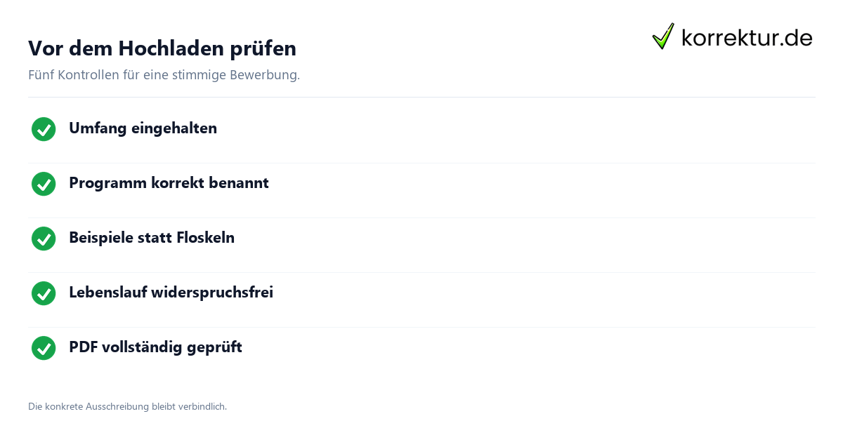 Motivationsschreiben Checkliste