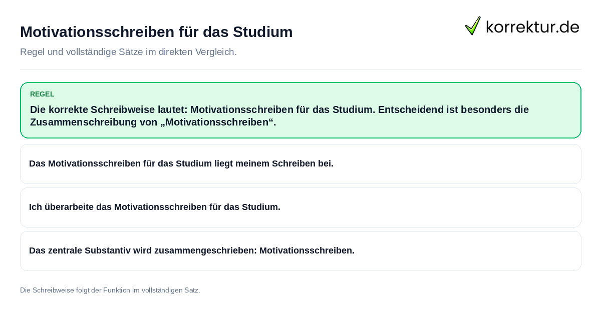 Motivationsschreiben für das Studium Konkrete Regel und vollständige Beispielsätze zu Motivationsschreiben für das Studium