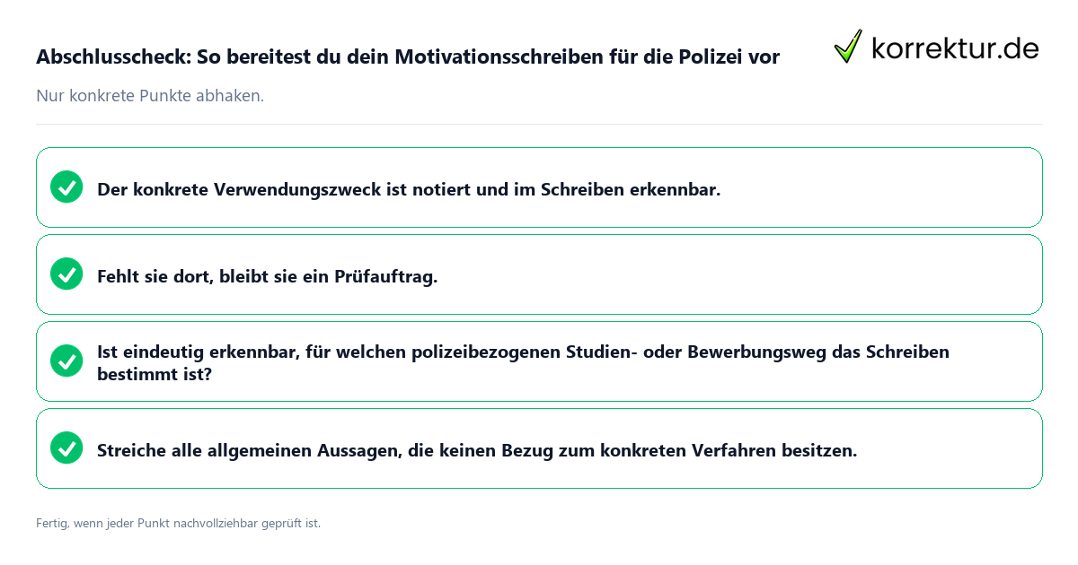 Abschlusscheck: So bereitest du dein Motivationsschreiben für die Polizei vor Konkreter Abschlusscheck zu So bereitest du dein Motivationsschreiben für die Polizei vor