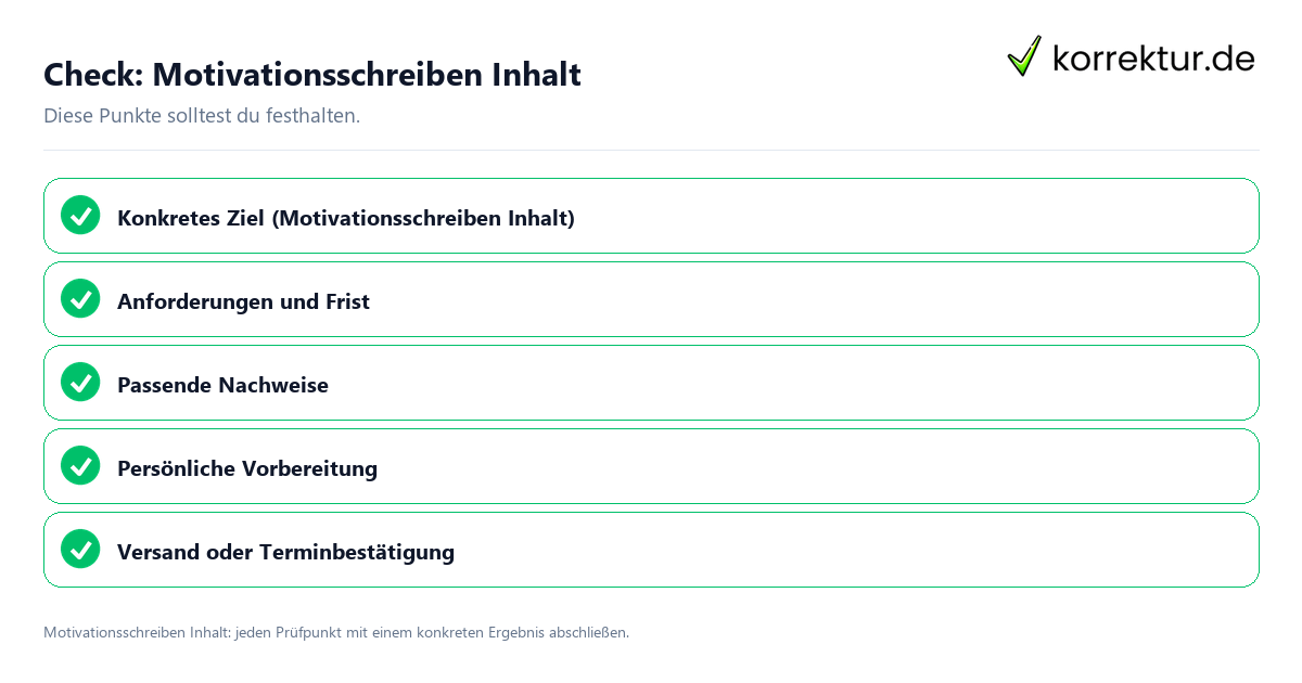 Check: Motivationsschreiben Inhalt Motivationsschreiben Inhalt mit einer themenspezifischen Checkliste