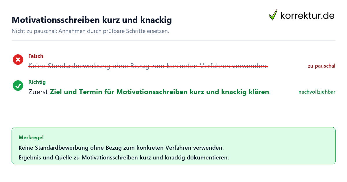 Motivationsschreiben kurz und knackig Ungeeignete und belastbare Vorgehensweise bei Motivationsschreiben kurz und knackig