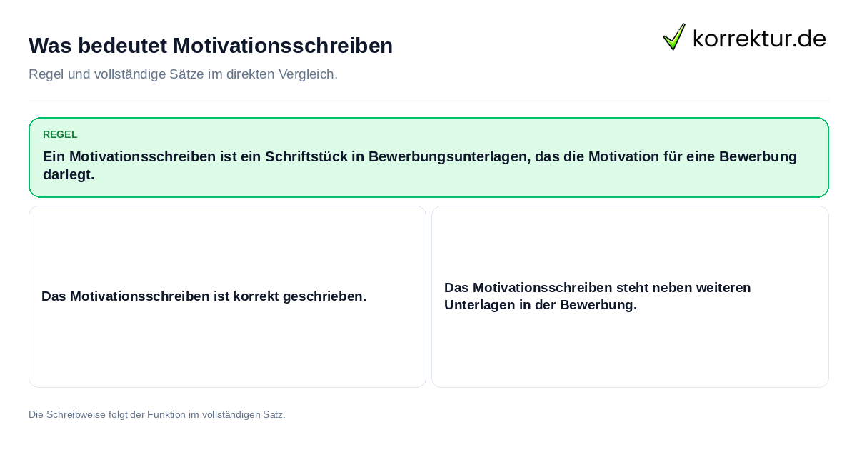 Konkrete Regel und vollständige Beispielsätze zu Was bedeutet Motivationsschreiben