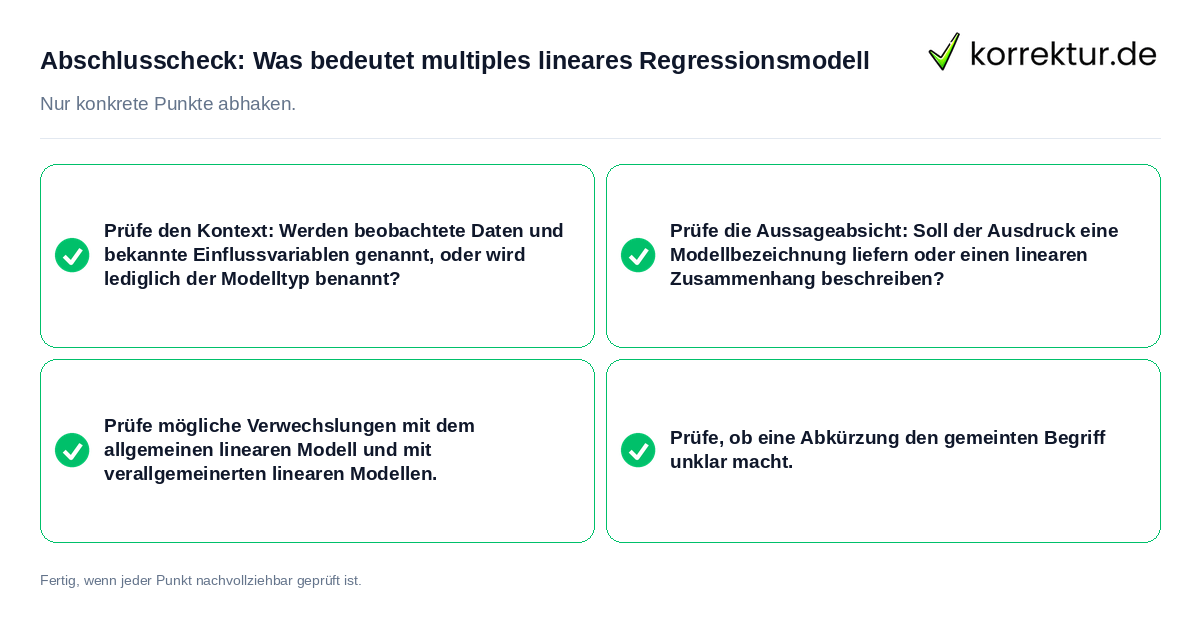 Konkreter Abschlusscheck zu Was bedeutet multiples lineares Regressionsmodell