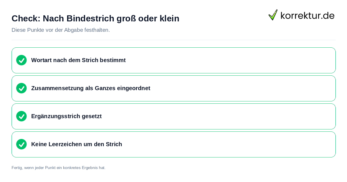 Nach Bindestrich groß oder klein: Prüfliste mit vier Punkten