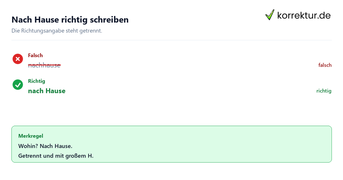 Nach Hause richtig schreiben Nach Hause oder nachhause: richtige Schreibweise