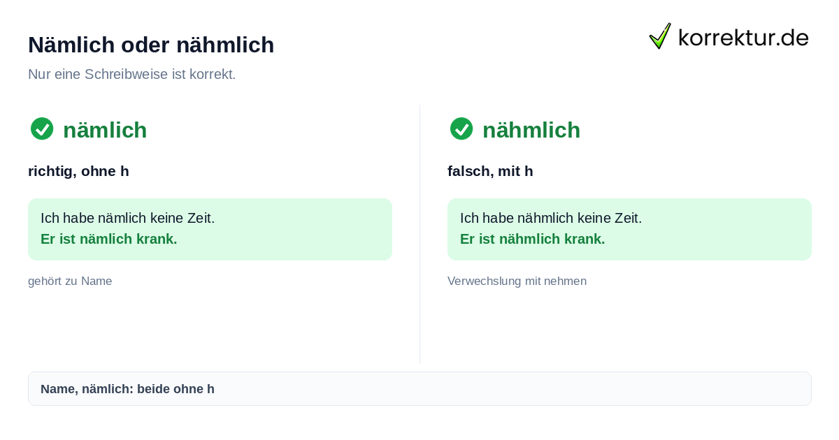 Nämlich oder nähmlich Nämlich oder nähmlich richtig schreiben im Vergleich