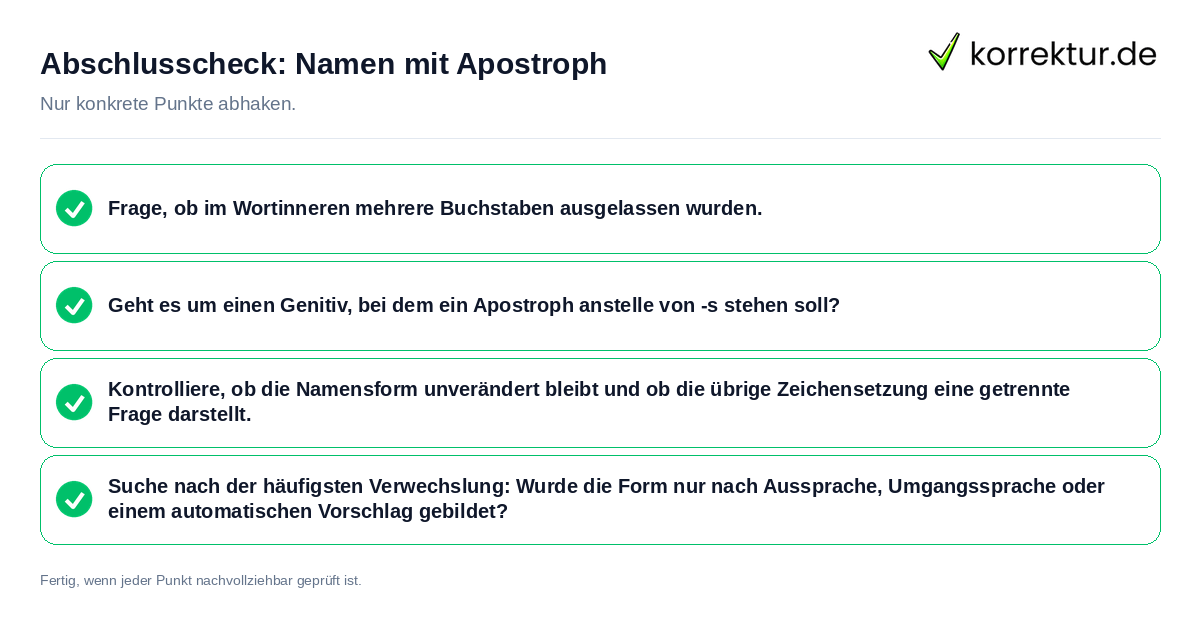 Konkreter Abschlusscheck zu Namen mit Apostroph