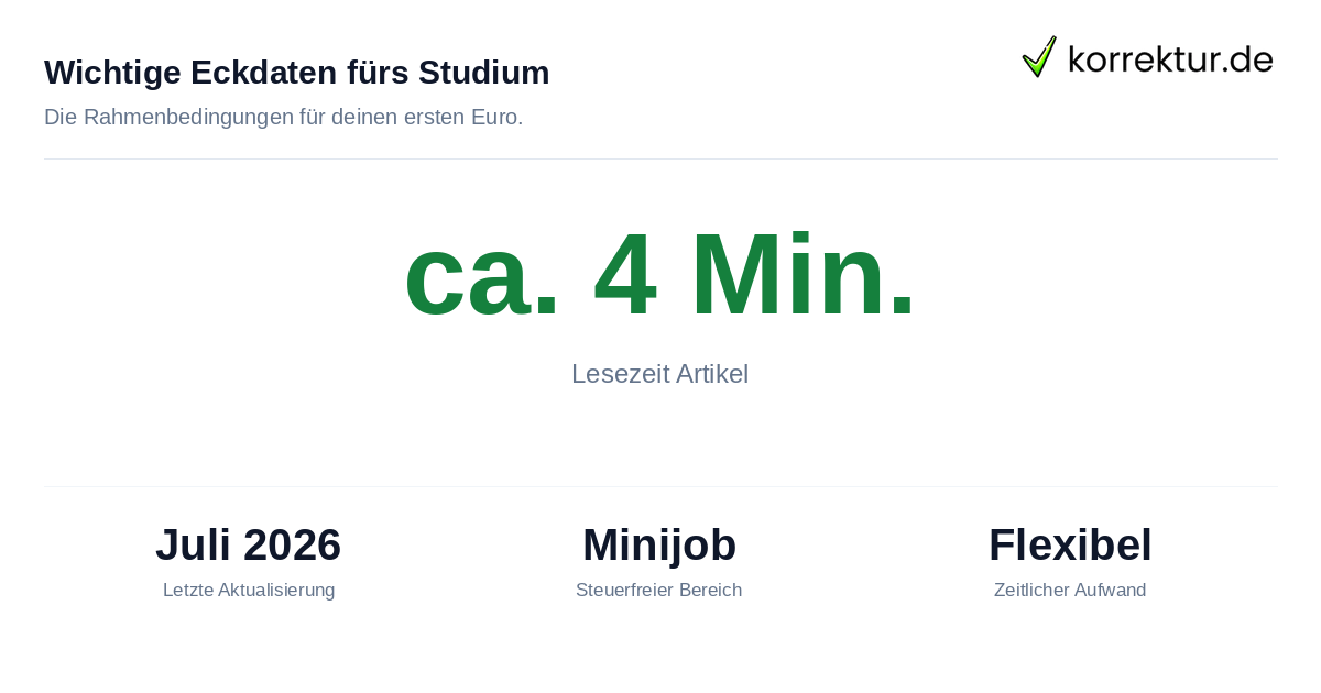 Minijob Grenze und flexible Arbeitszeiten beim Nebenjob im Studium