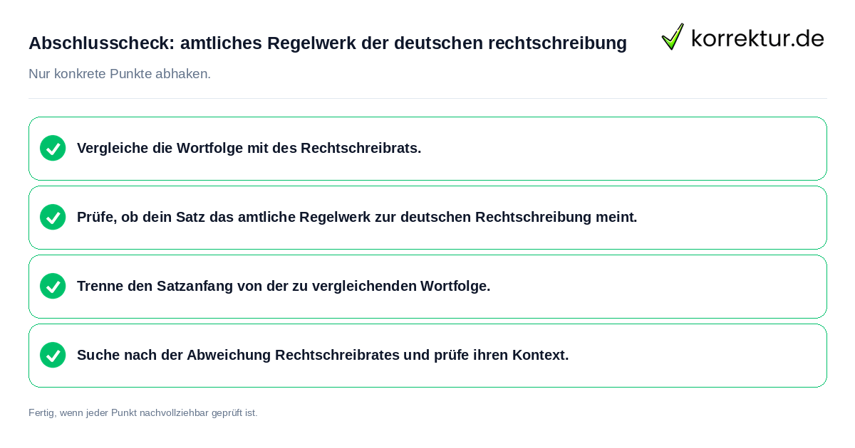 Konkreter Abschlusscheck zu amtliches Regelwerk der deutschen rechtschreibung