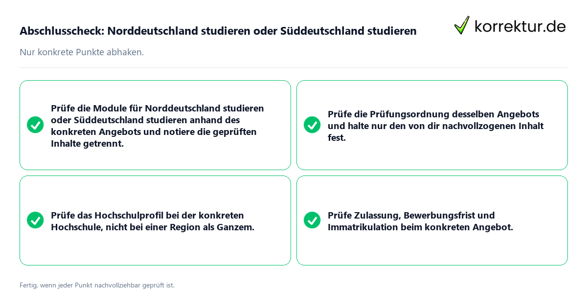 Abschlusscheck: Norddeutschland studieren oder Süddeutschland studieren Konkreter Abschlusscheck zu Norddeutschland studieren oder Süddeutschland studieren