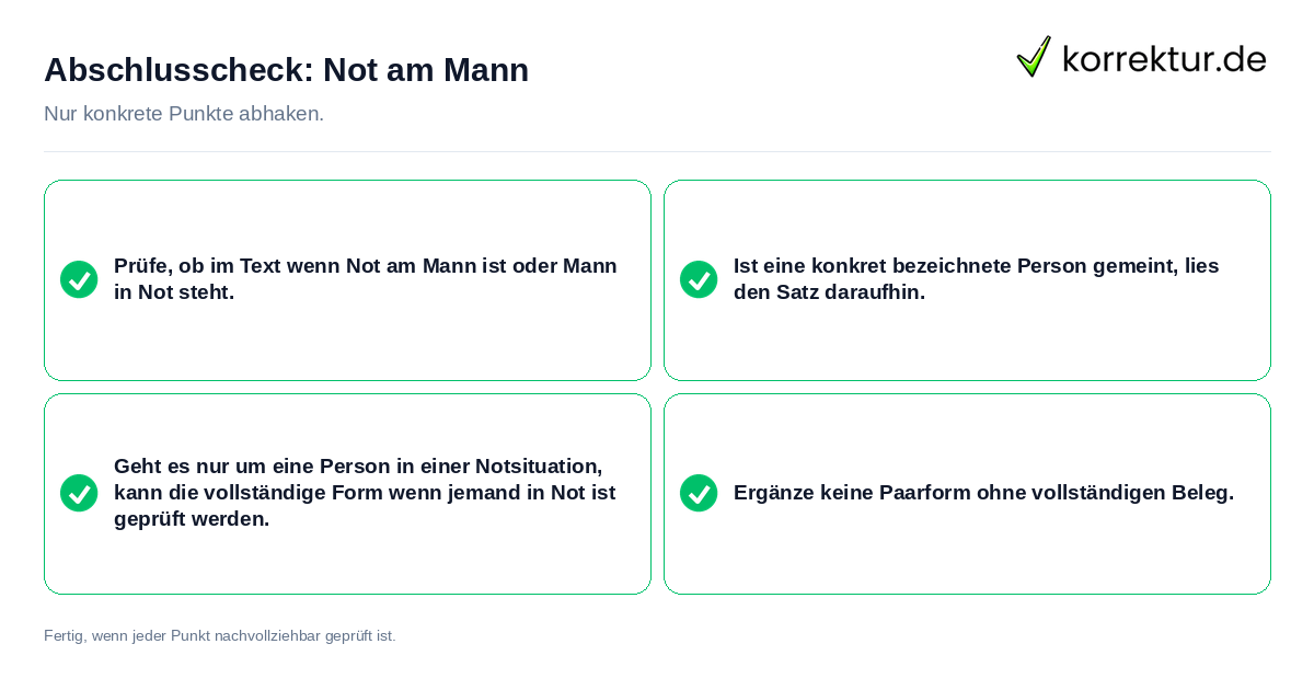 Abschlusscheck: Not am Mann Konkreter Abschlusscheck zu Not am Mann