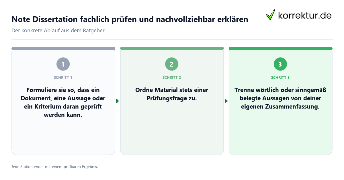 Konkrete Schritte zu Note Dissertation fachlich prüfen und nachvollziehbar erklären