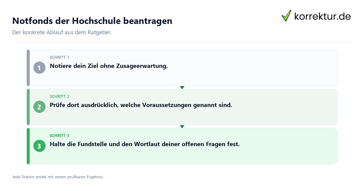 Notfonds der Hochschule beantragen Konkrete Schritte zu Notfonds der Hochschule beantragen