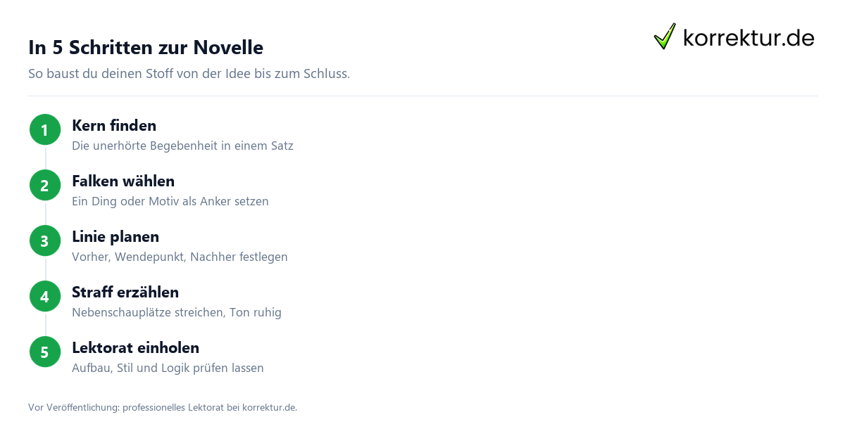 In 5 Schritten zur Novelle Novelle schreiben: Anleitung in 5 Schritten zum konzentrierten Text